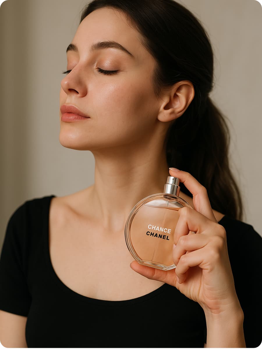 Духи Chanel Chance — lifestyle фотообложка для маркетплейса